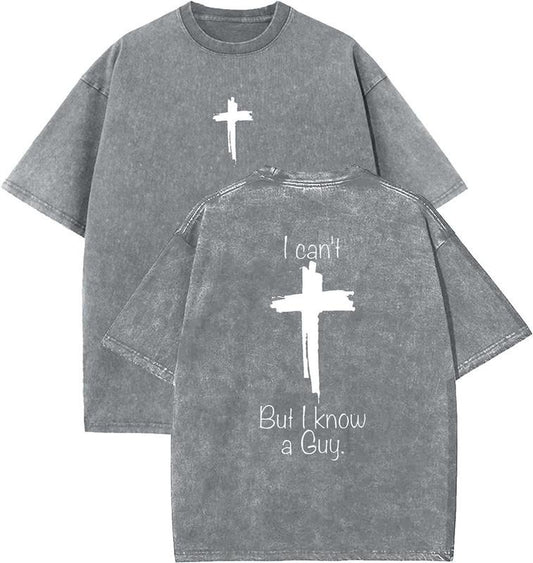 I Can't But I Know A Gay Unisex Washed T-Shirt, Christian t shirts, Vintage 90s Graphic Tee, Gift Top Womenswear Cotton Mineral Colorstyle{n002}3