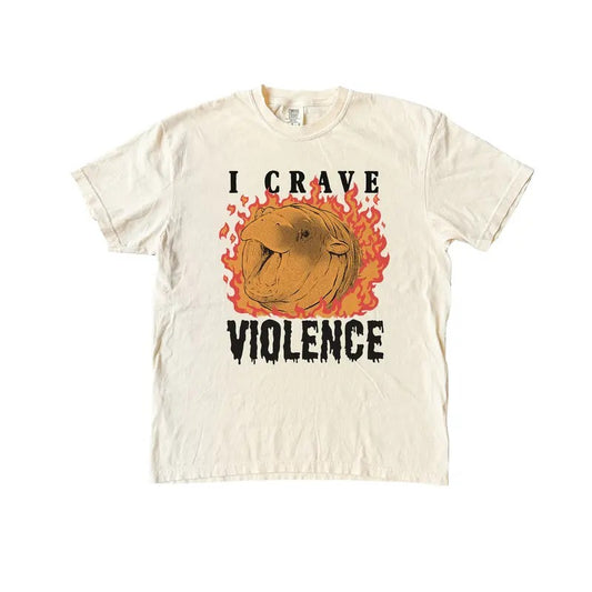 I Crave Violence Hippo T Shirt, Moo Deng Comfort Colors T-Shirt