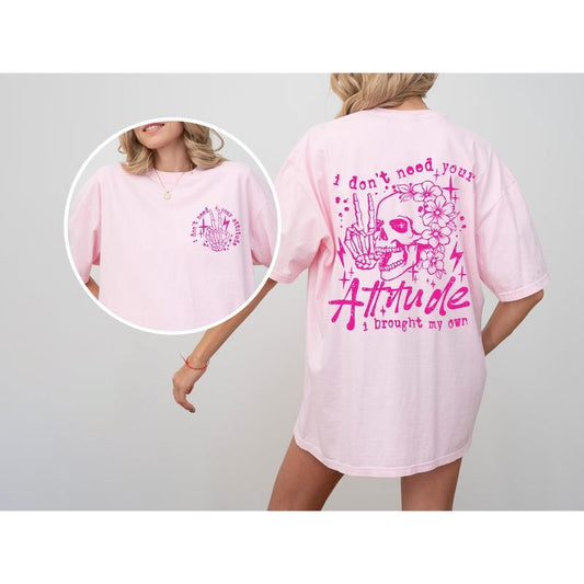 I Don't Need Your Attitude, Skeleton, Funny, Beach Wear, Summer Fun, Front and Back, Tshirt, Women's Comfort Color Tee, Tshirt