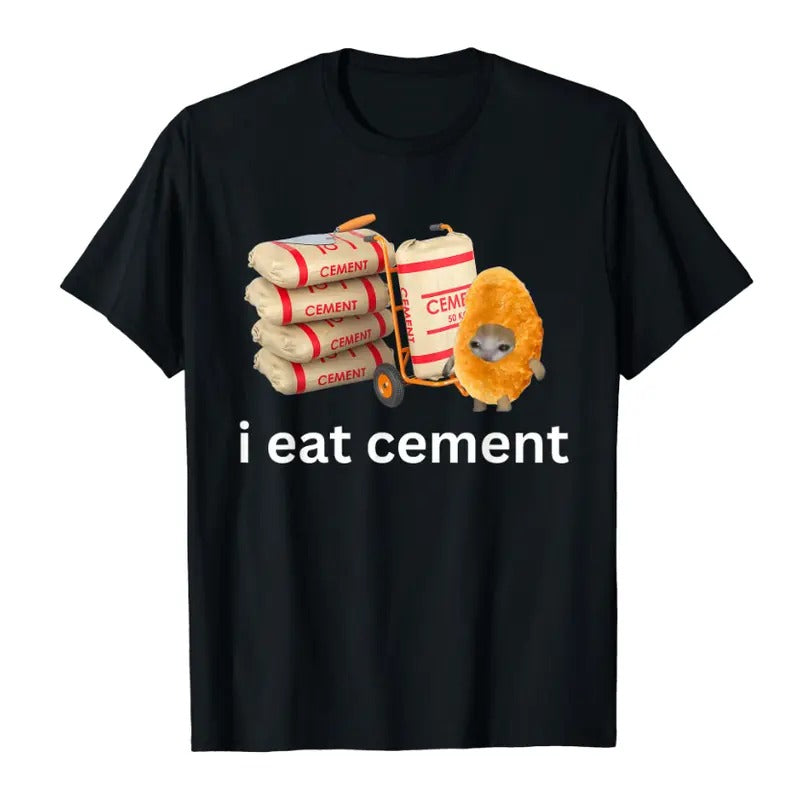 I Eat Cement Funny Cursed Crying Cat Meme T-Shirt Classic Cotton