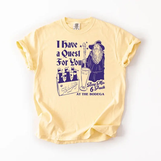 I Have a Quest For You Wizard T-Shirt, Funny Retro Beer Comfort Colors Shirt, Vintage Graphic Tees, Funny Unisex Fit Shirts, Vintage Streetwear
