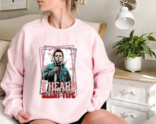 I Heard You Like The Silent Type Sweatshirt, Horror Characters Shirt, Horror Valentine's Day Sweatshirt, Valentine Horor Movie Shirt, Funny Valentine Gift Sweater