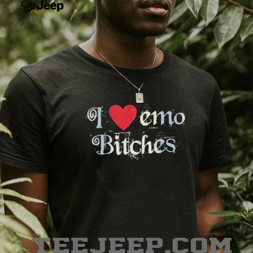 I Heart Emo Bitches Red Heart Y2K Aesthetic Black T Shirt