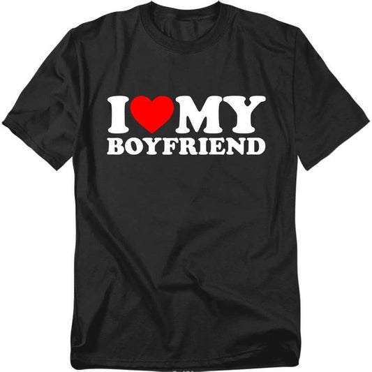 I Heart My Boyfriend Unisex Adult T Shirt Black made in usa