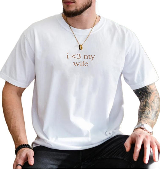 I Heart My Wife T Shirt, Funny Husband Shirt, Cute Husband Gift Tee, Valentine's Day Gift For Husband, Unisex Short Sleeve Tee, Casual Clothing