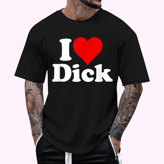 I LOVE HEART DICK RICHARD T-Shirt - Men's Regular Fit Letter Graphic Round Neck Tee, Casual Short Sleeve, Crew Neck Shirt for Summer, Fashion Men's Top for daily Wear, Graphic Tees