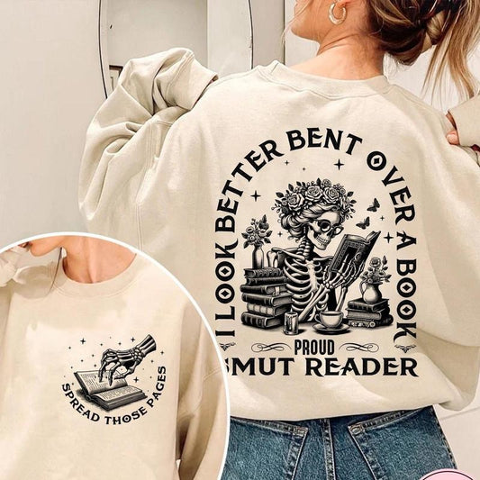 I Look Better Bent Over A Book Smut Reader Sweatshirt, Romance Smut Book Shirt, Bent Over , Good Girl Png, I Look Better Tee, Bent Over A Book