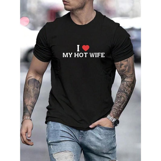 I Love  HOT WIFE Men Letter Graphic Tee Made in USA i love my gf shirt Hoodie, Sweatshirt | WearSparks.com