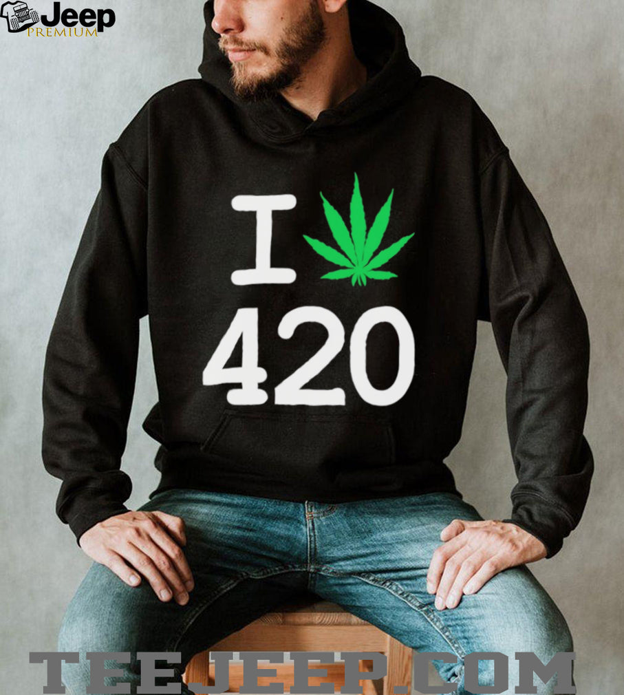 I Love 420 Marijuana Leaf Graphic T Shirt Minimalist Cannabis Pot T Shirt