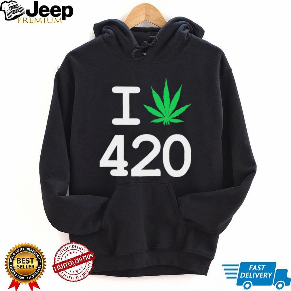 I Love 420 Marijuana Leaf Graphic T Shirt Minimalist Cannabis Pot T Shirt