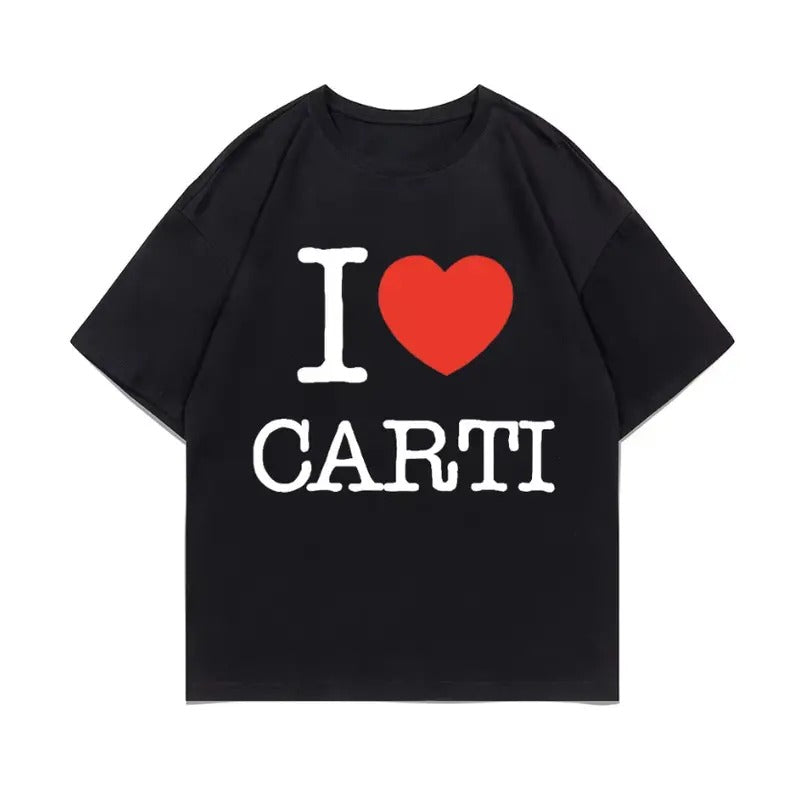 I Love Carti T-Shirt, Rapper Fan Merch, Heart Design Tee, Unisex Graphic Shirt, Gift for Hip Hop Lovers, Menswear & Womenswear Top