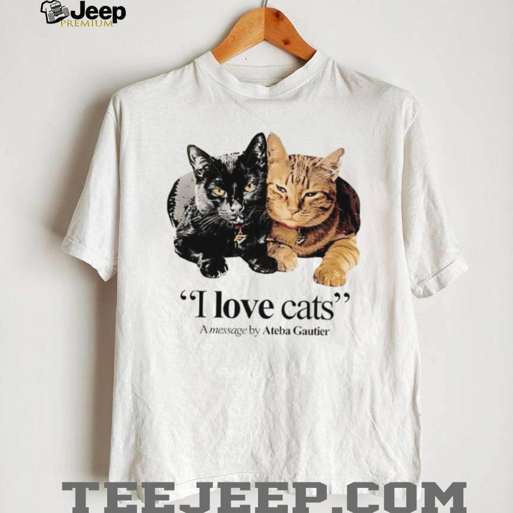 I Love Cats Message by Ateba Gautier Two Cats T Shirt