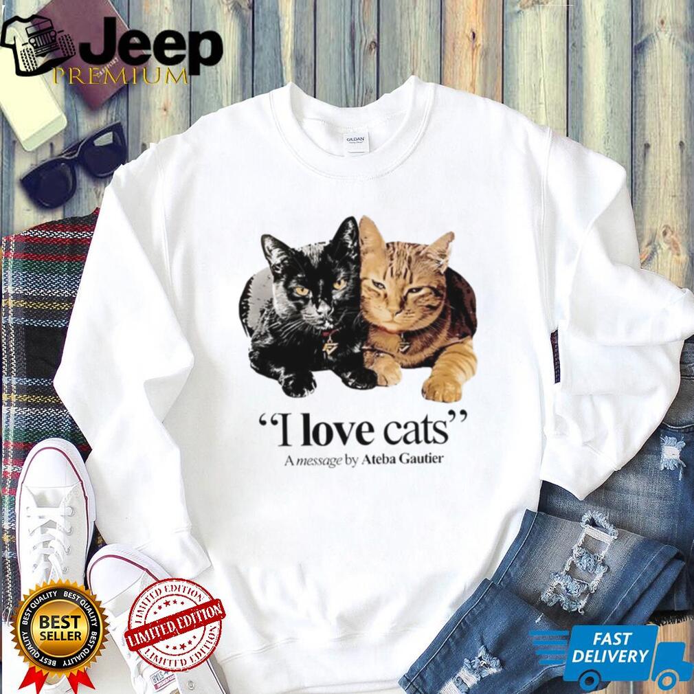 I Love Cats Message by Ateba Gautier Two Cats T Shirt