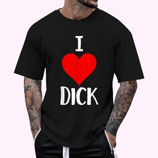 I Love Dick T Shirt Funny Gay Pride Gift T-Shirt - Men's Regular Fit Letter Graphic Round Neck Tee, Casual Short Sleeve, Crew Neck Shirt for Summer, Fashion Men's Top for daily Wear, Graphic Tees