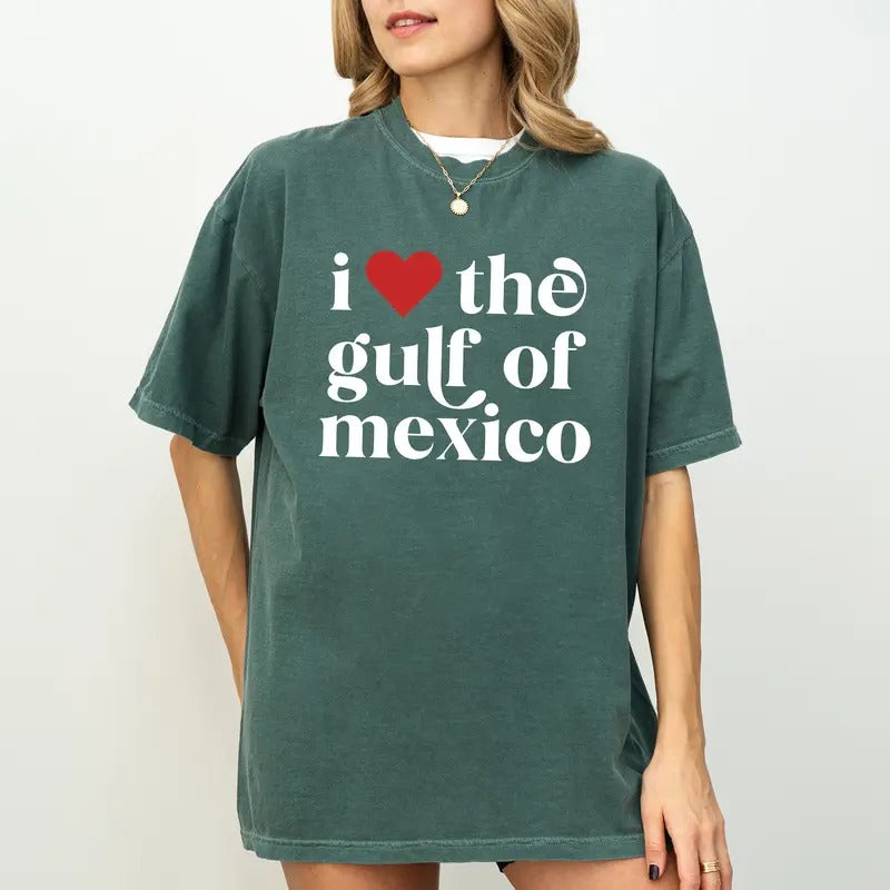 I Love Gulf of Mexico Comfort Colors Shirt, Retro Sunset Gulf of Forever Unisex Graphic Tee, Map Lover Apparel Gift Shirt, Gift for Mexico Clothing