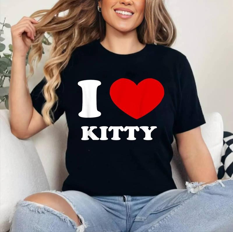 I Love Kitty I Heart Kitty Funny Kitty T-Shirt | Cotton 100%, Crewneck, Top Womenswear