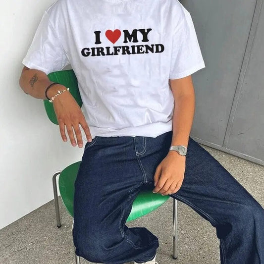 I Love My Girlfriend Y2K shirt, I Heart My Girlfriend Shirt, Valentine's Day Tee Shirt, Valentine Gift, Boyfriend Shirt For Him, Her, Unisex
