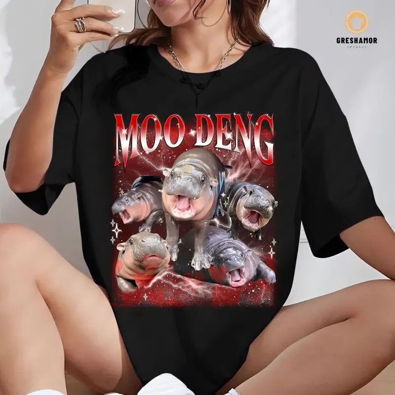 I Love My Moo Deng Shirt, Funny Moo Deng I Love You TShirt, Hippo Moo Deng Funny Tee, Moo Deng Bouncy Pig In Thai Picture