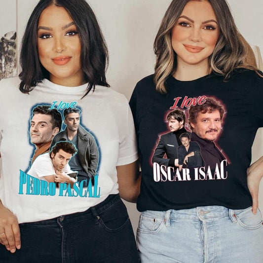 I Love Pedro Pascal and I Love Oscar Isaac T-Shirt, Shirt for Besties,  Pedro Pascal, Oscar Isaac in Triple Frontier Movie, Merch For Fans