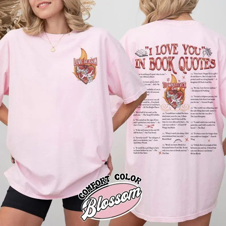 I Love You in Book Quotes Shirt, Bookish Valentines Day Shirt, Different Ways Say I Love You in Book Quotes Shirt, Bookish Valentines Shirt