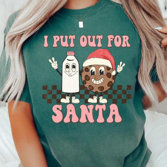 I Put Out For Santa tshirt, funny Christmas Graphic shirt, Comfort Colors T-shirt, Oversized Christmas T-shirt, Graphic Christmas tshirt, Christmas Gift for Women, Lady Tshirt