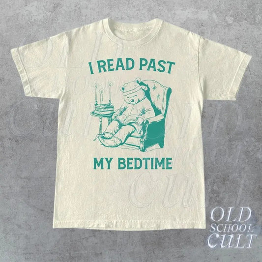 I Read Past My Bedtime Retro T-Shirt, Funny Book Lovers T-shirt, Reading Shirts, Vintage 90s Gag Unisex Shirt, Cute Bear Graphic Shirt