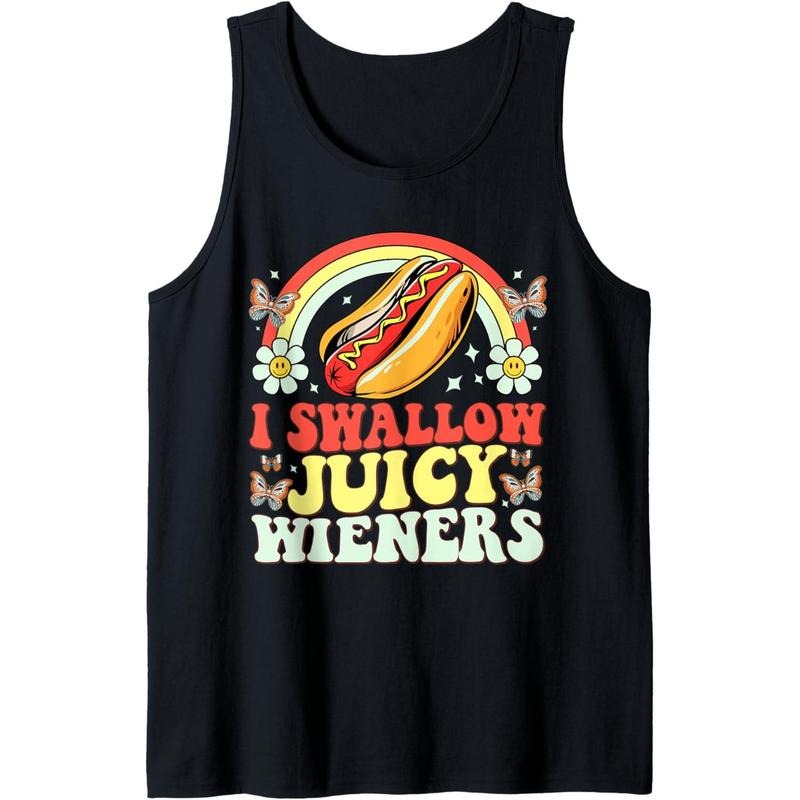 I Swallow Juicy Wiener Funny Inappropriate Adult Humor Women Tank Top Made in USAstyle{n002}2