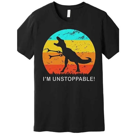 I am unstoppable Fun Vintage TRex Premium T-shirt, Fun Men's Short Sleeve Graphic T-shirt Collection Black,Made in USA