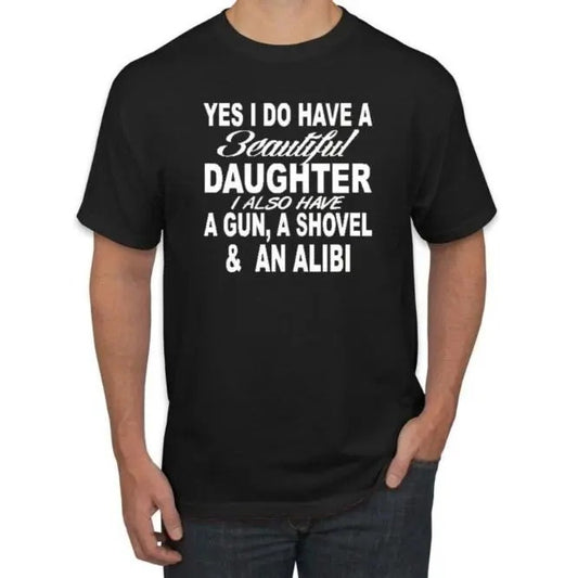 I have a beautiful daughter men's printed T-shirt, dad comfortable cotton crewneck T-shirt, men's graphic T-shirt, running workout, gift first choice Made in USA