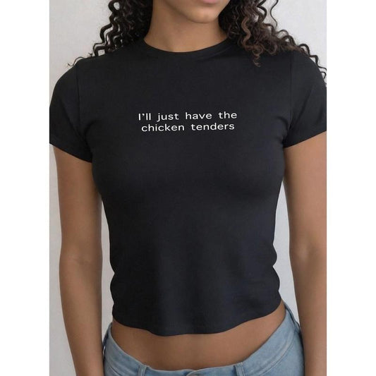 I'll Just Have The Chicken Tenders Baby Tee , Chicken Tender Lover Cute Baby Tee Retro Baby T Funny Tee y2k baby tee 90s baby tee, y2k, Crop