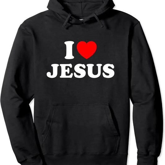 I love (Heart ) Jesus Pullover Hoodie | Unisex Hooded Sweatshirt