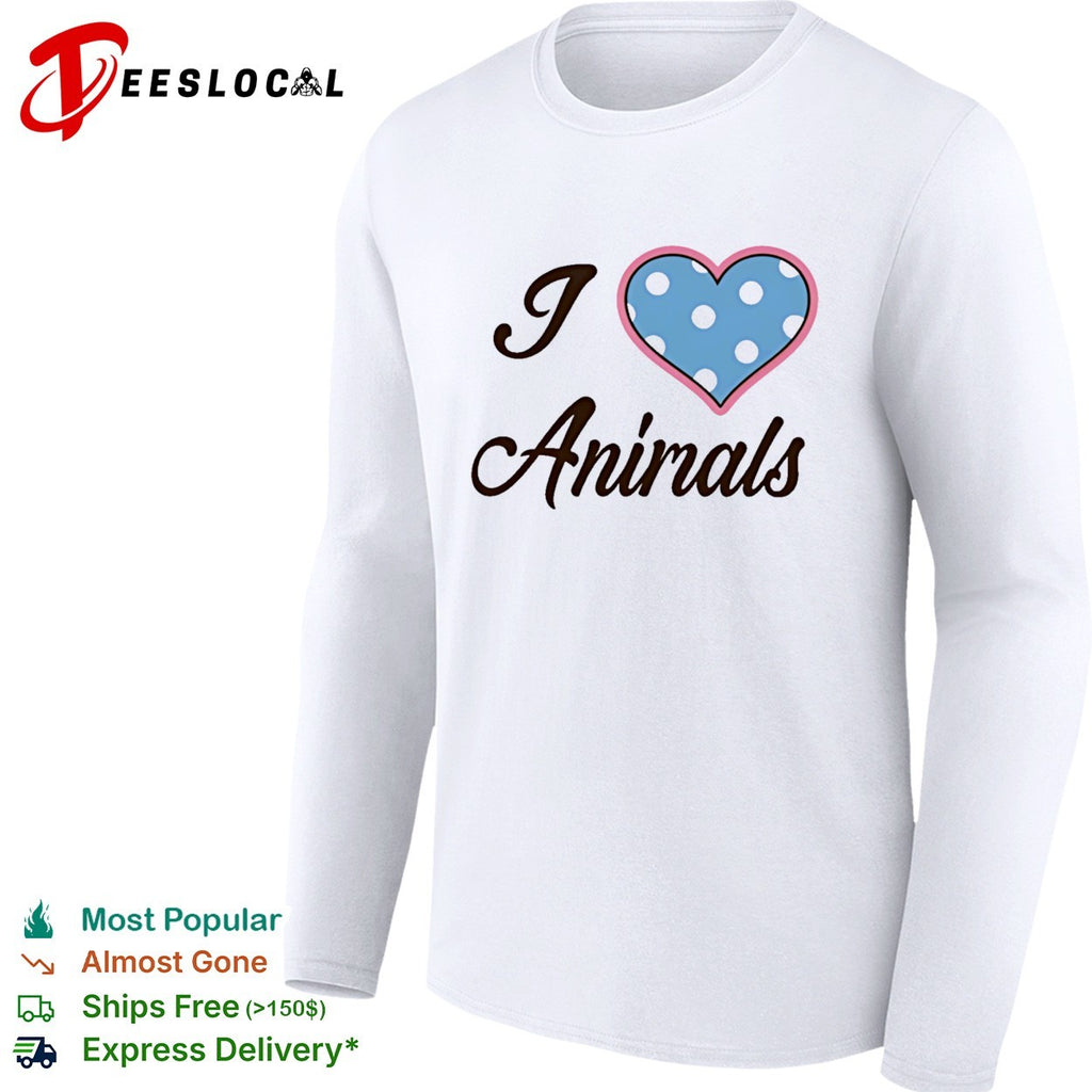 I love animals polka dot heart shirt