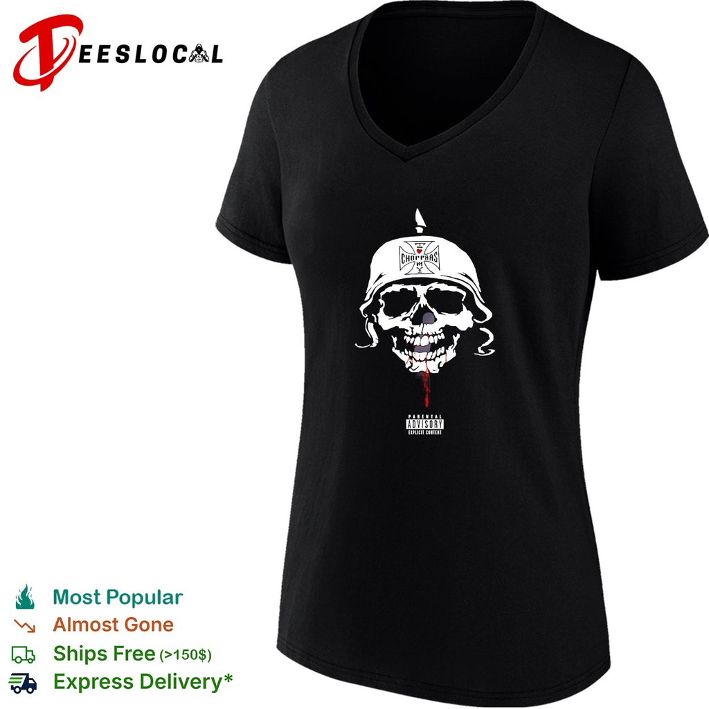 I love choppas NY skull helmet parental advisory shirt