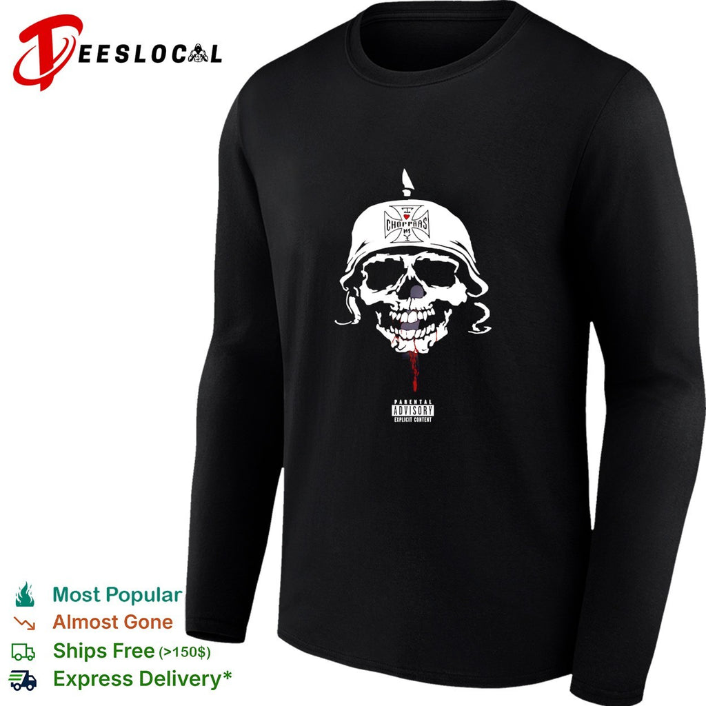 I love choppas NY skull helmet parental advisory shirt
