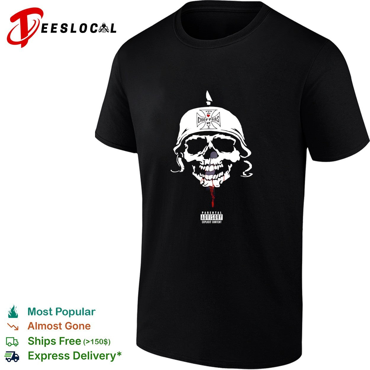I love choppas NY skull helmet parental advisory shirt