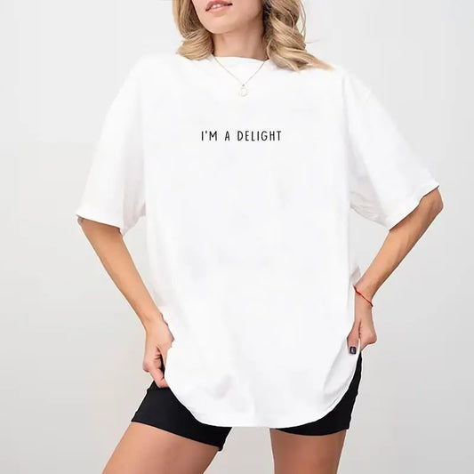 I'm A Delight Shirt, Cute Delightful Tee, Inspirational T-shirt, Motivational Saying Graphic Printed Women's Tops, Gifts For Girls, Funny Saying Comfort Shirt, Women's Tops Womenswear Cotton Fabric Relaxed Fit Chic Style, gift for friends