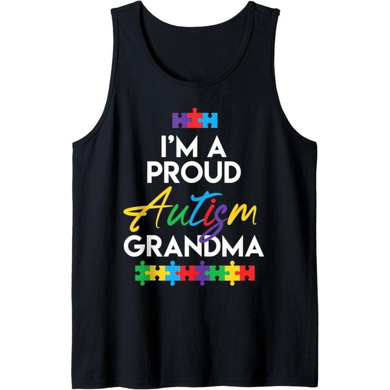 I'm A Proud Autism Grandma Art | Mother Mom Heart Gifts Tank Top MADE IN USA T-Shirts, Hoodie, Sweatshirt | WearSparks.com