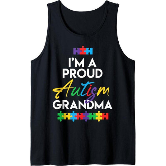 I'm A Proud Autism Grandma Art | Mother Mom Heart Gifts Tank Top MADE IN USA T-Shirts, Hoodie, Sweatshirt | WearSparks.com