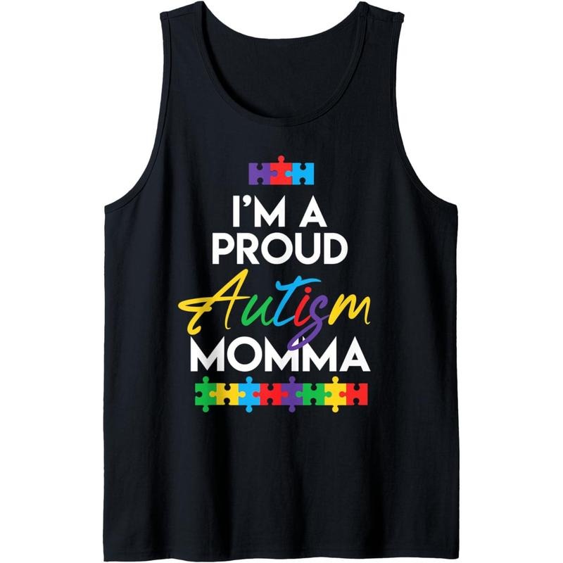 I'm A Proud Autism Momma Art | Mother Mom Women Heart Gift Tank Top MADE IN USA