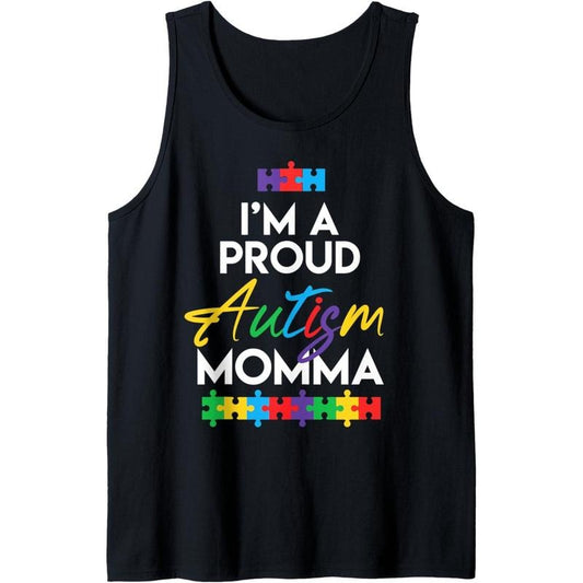 I'm A Proud Autism Momma Art | Mother Mom Women Heart Gift Tank Top MADE IN USA
