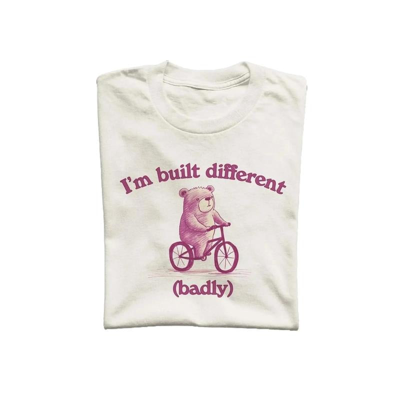 I'm Built Different (BADLY) Unisex T Shirt, Vintage Drawing Tee, Weird T-Shirt, Graphic Tee