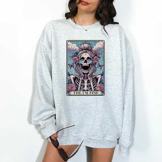 I'm Fine - Unisex Crewneck Sweatshirt - Print is Sublimation, Funny Tee, Funny Apparel, Gift Idea, Relaxed Fit, Casual Apparelstyle{n002}2