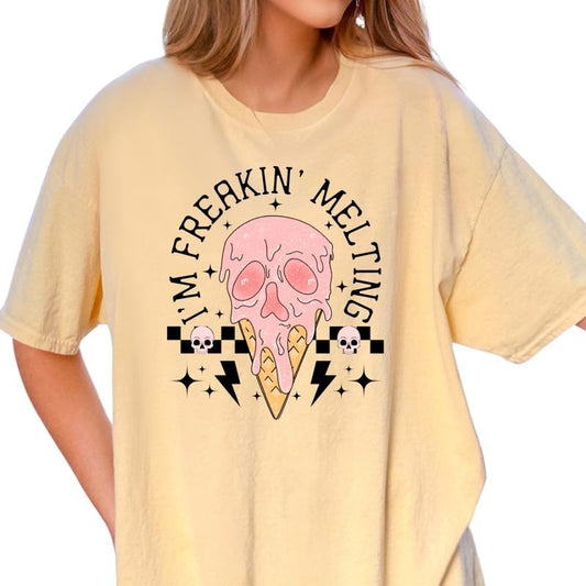 I'm Freakin' Melting T-shirt, vintage graphic shirt Casual Oversized Cotton Shirt for the Comfort Fabric Top Womenswear Unisex Women Lady Tshirt