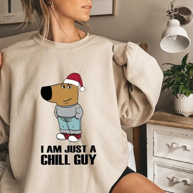 I'm Just A Chill Guy Sweatshirt, Viral Dog Cartoon , TikTok Meme ,Chill Guy Trendy Meme Gift,Funny Gift