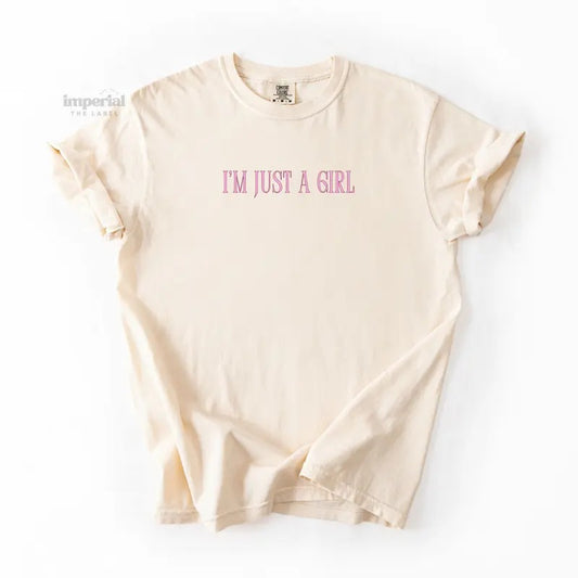 I'm Just A Girl Comfort Colors T-Shirt, Oversized Vintage-Washed Tee, Soft Garment-Dyed Cotton, Aesthetic Streetwear, Casual Everyday Outfit