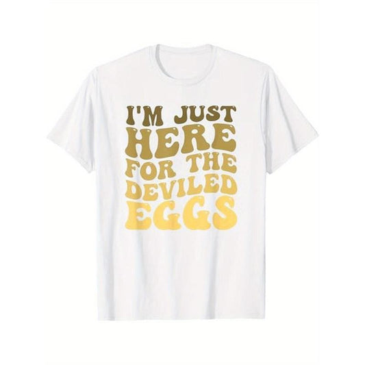 I'm Just Here for the Deviled Eggs Thanksgiving Groovy Funny T-Shirt, 100% Cotton, Gift for Men Women Dad Mom Friends,...