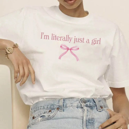 I'm Literally Just A Girl Shirt, Cute Pink Baby Shirt, Pink Bow, Baby Girl, Funny Baby Shirt, Coquette Bow, Y2K Baby, 90s Baby Sweatshirt, Y2k Clothing