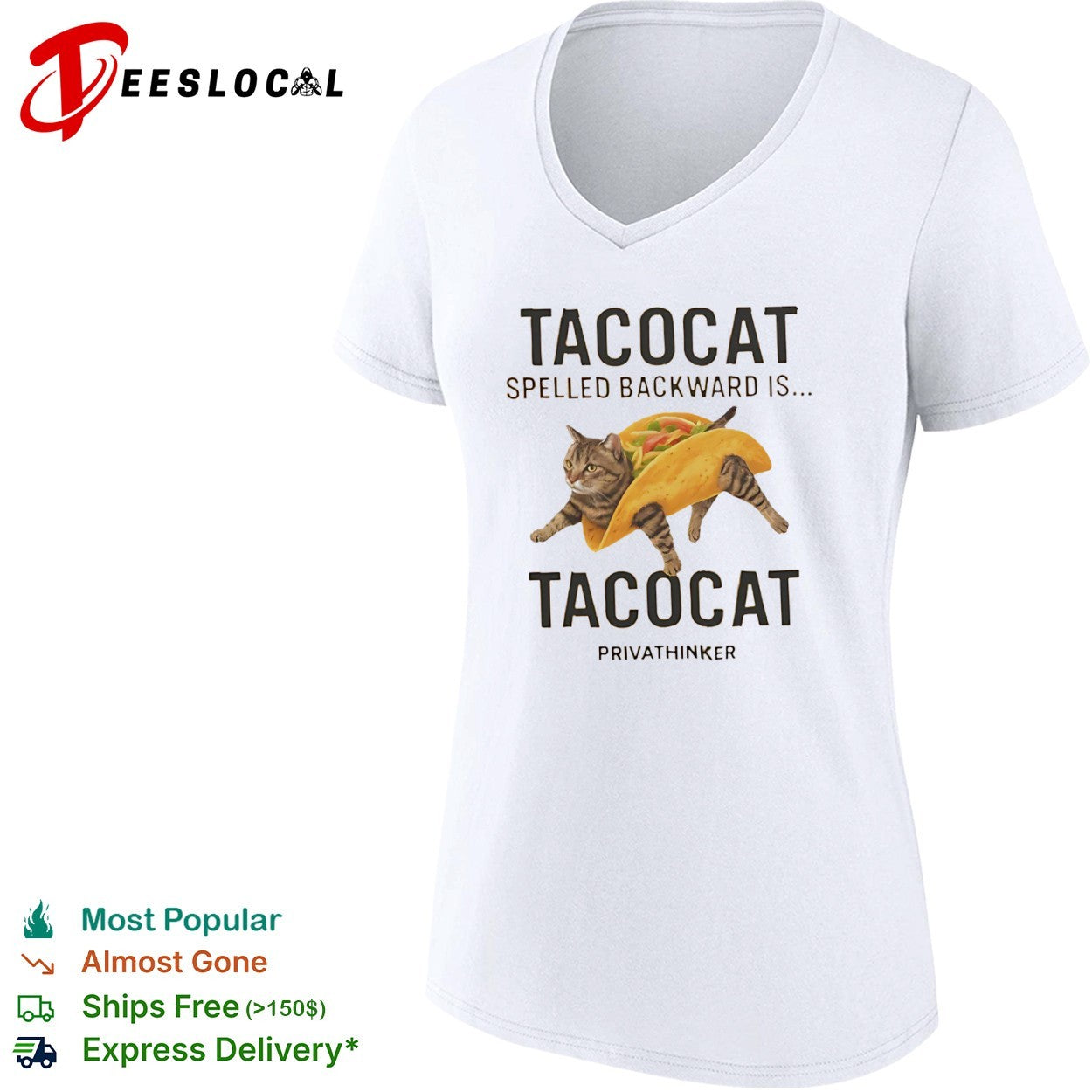 Tacocat Spelled Backward Is Tacocat Cat Taco shirt