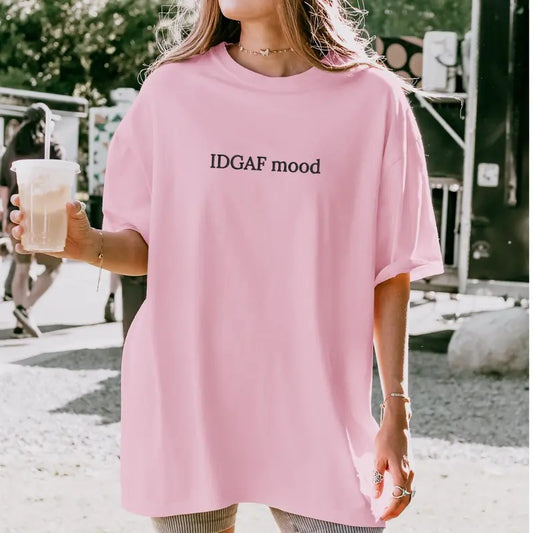 IDGAF Mood Embroidered Sweatshirt, Funny Sweatshirt, Sarcastic Sweater, Comfort Colors Embroidered T-Shirt, EMB