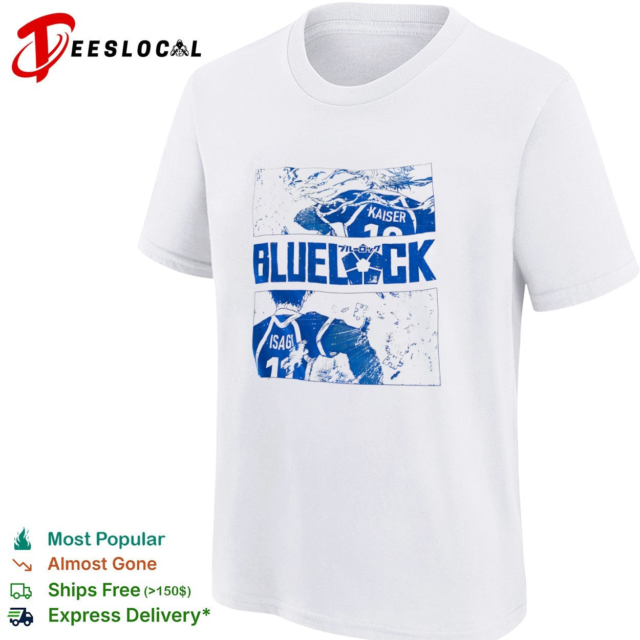 Blue Lock Isagi 11 and Kaiser 10 shirt